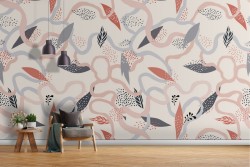 Abstract wallpaper decoration with modern leaves.