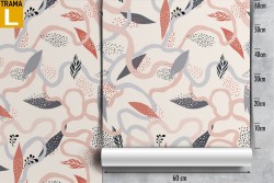 Carta da Parati decorazione astratta con foglie moderna.