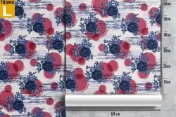 Modern wallpaper with flowers and abstract decorations.
