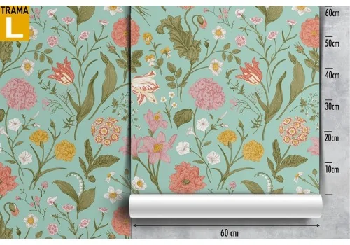 Vintage nature wallpaper with flowers and leaves. 2