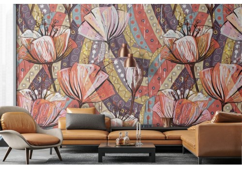 Modern abstract nature flowers wallpaper.