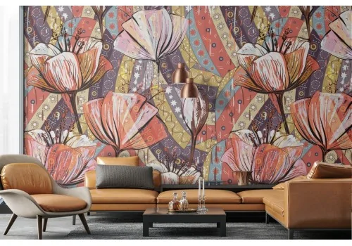 Modern abstract nature flowers wallpaper.