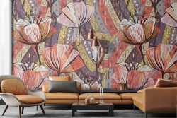 Modern abstract nature flowers wallpaper.