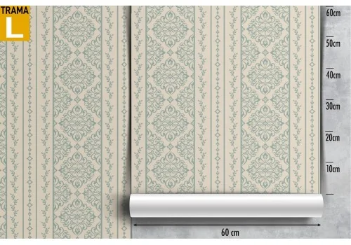 Vintage damask striped wallpaper and decorations. 2