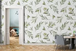 Olive leaves nature pattern wallpaper.