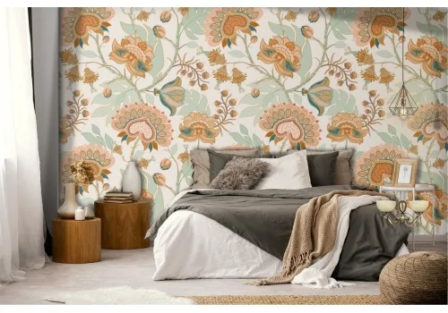 Vintage nature wallpaper pattern with flowers.
