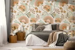 Vintage nature wallpaper pattern flowers.