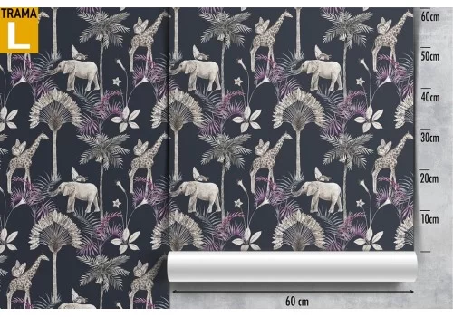 Carta da Parati animali tropicali e alberi natura vintage. 2