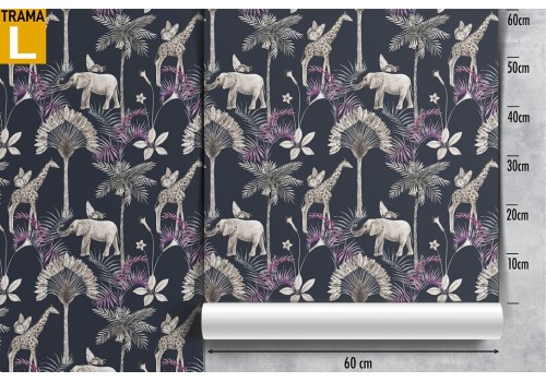 Tropical animals and vintage nature trees wallpaper. 2