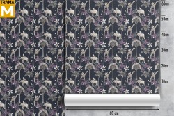 Tropical Vintage Wallpaper with Trees and Animals