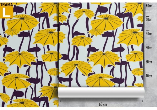 Carta da Parati fiori gialli stilizzati design moderno. 2