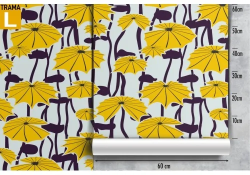 Carta da Parati fiori gialli stilizzati design moderno. 2