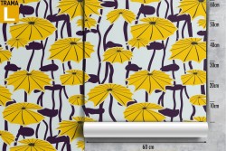 Yellow flowers stylized modern design wallpaper.