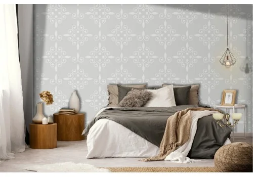 Vintage geometric damask gray wallpaper.