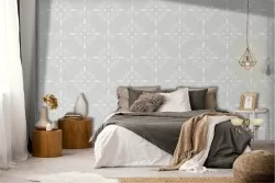Vintage geometric damask grey wallpaper.
