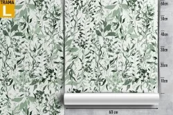 Carta da Parati foglie verdi rampicanti pattern natura.