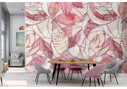 Wallpaper modern decoration abstract pink flowers.