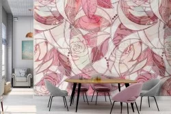 Wallpaper modern decoration pink abstract flowers.