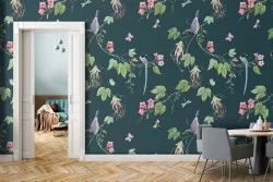 Pink flower and green leaf nature wallpaper.