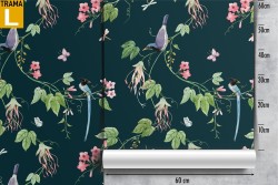 Carta da Parati fiori rosa e foglie verdi natua.