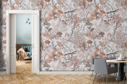 Wallpaper nature forest foxes and autumn leaves.