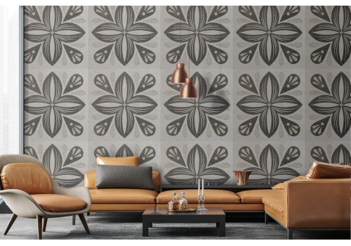 Wallpaper with vintage geometric tile decoration.