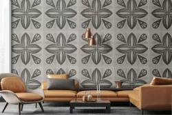 Wallpaper with vintage geometric tile decoration.