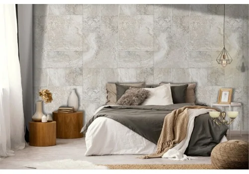 Grey marble tile wallpaper.