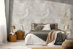 Grey marble tile wallpaper.