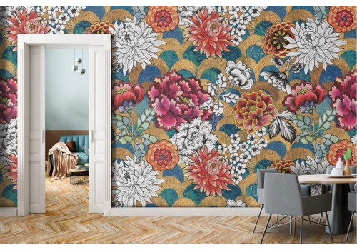 Tropical flowers nature vintage design wallpaper.