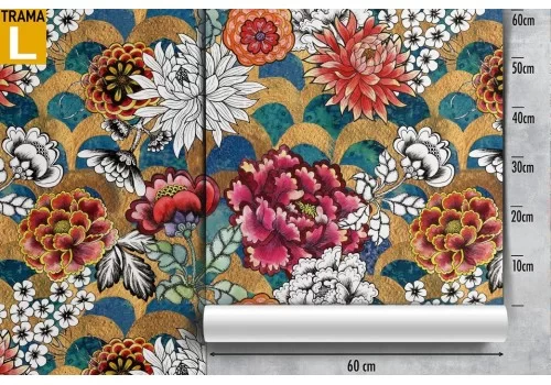 Carta da Parati fiori tropicali natura design vintage. 2