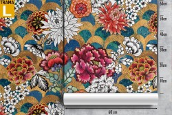 Carta da Parati fiori tropicali natura design vintage.