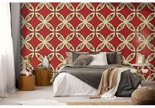 Red vintage geometric wallpaper decoration.