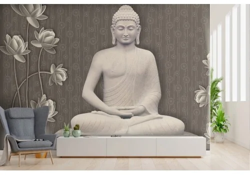 Wallpaper illustration zen meditation statue