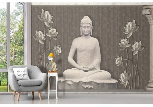 Wallpaper illustration zen meditation statue 2