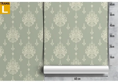 Vintage Damask Wallpaper Green Pattern. 2