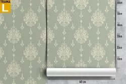 Vintage Damask Wallpaper Green Pattern.