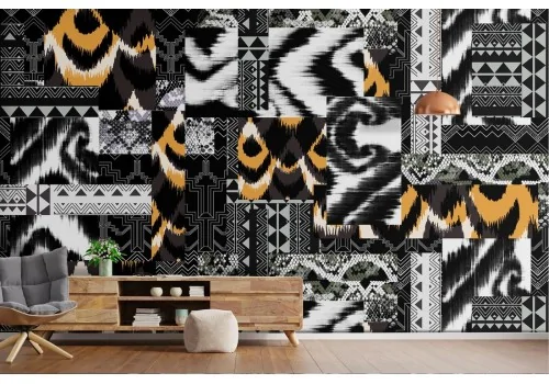 Nature camo wallpaper with zebras and tigers