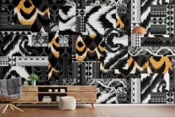 Nature camo wallpaper with zebras and tigers