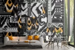 Nature camo wallpaper with zebras and tigers