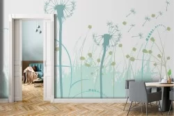 Stylized nature wallpaper dandelions and wall stickers
