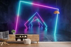 Carta da parati fotorealistica corridoio NEON e adesivi murali