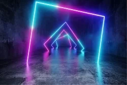 Carta da parati fotorealistica corridoio NEON e adesivi murali