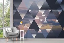 Sky wallpaper with crystal design and wall stickers