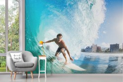 Carta da parati paesaggio oceano surf e adesivi murali