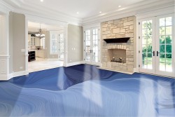 Abstract wave wallpaper in blue color and wall stickers