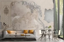 Wallpaper plaster surface animals and decorations and wall stickers
