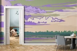 Wallpaper landscape illustration forest cloudy sky