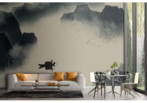 Wallpaper landscape boat among the clouds