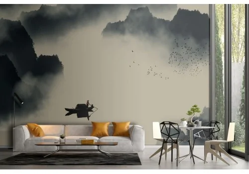 Wallpaper landscape boat among the clouds